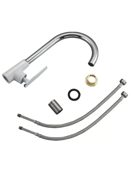 Змішувач для кухні Frap F4058, білий хром.