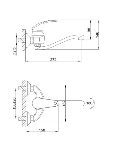 Смеситель для кухни настенный Frap F4621, хром