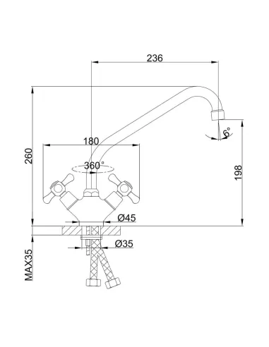 Смеситель для кухни Frap F4125 двухвентильный, хром