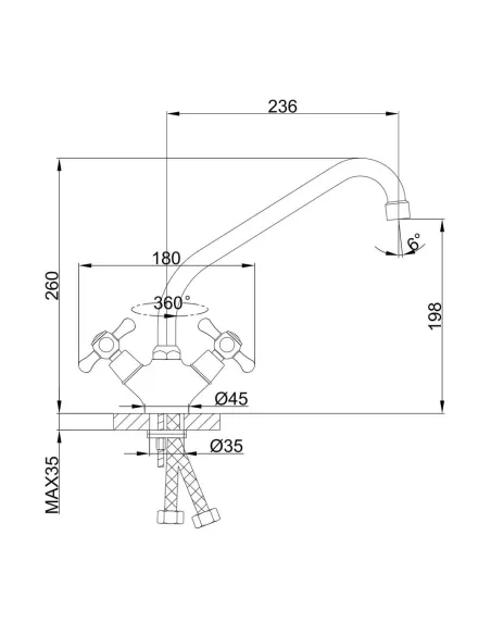 Смеситель для кухни Frap F4125 двухвентильный, хром Смеситель для кухни Frap F4125 двухвентильный, хром