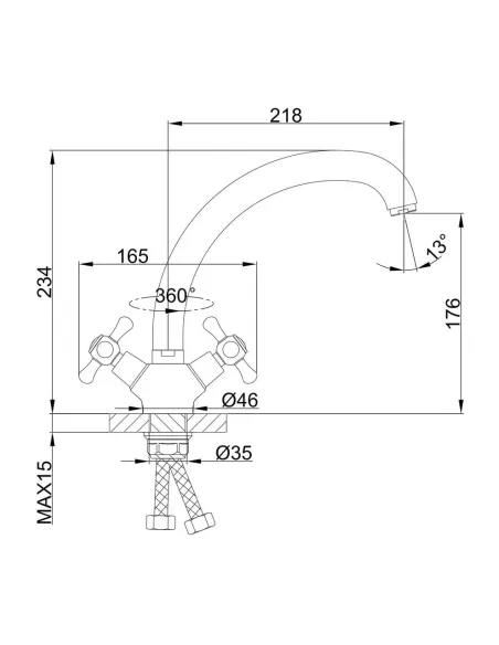 Змішувач для кухні Frap F42732-B двовентильний, хром