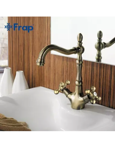 Смеситель для кухни Frap F4019-4 двухвентильный, бронза