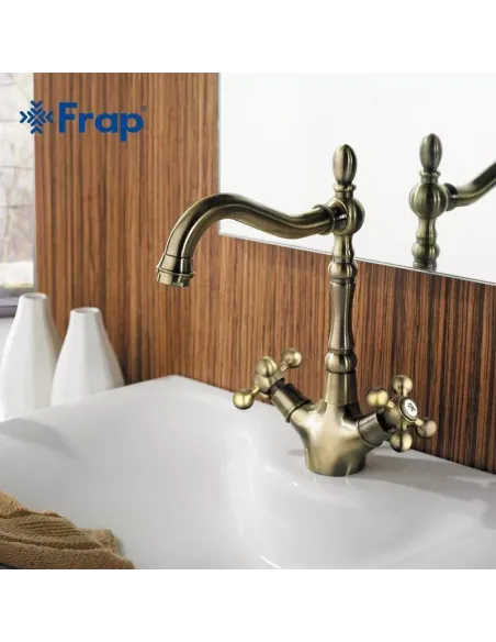 Смеситель для кухни Frap F4019-4 двухвентильный, бронза