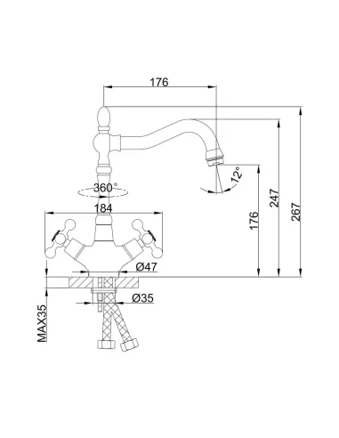 Змішувач для кухні Frap F4019-4 двовентильний, бронза