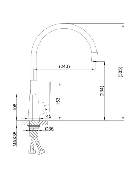 Змішувач для кухні Frap F4458 з гнучким виливом, білий хром.