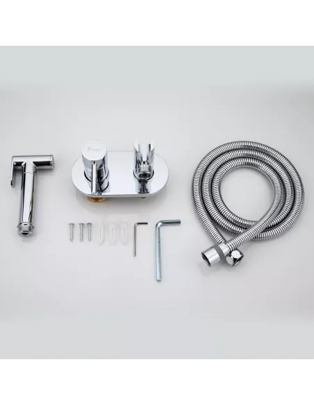 Набір для гігієнічного душу із змішувачем прихованого монтажу Frap F7505, хром