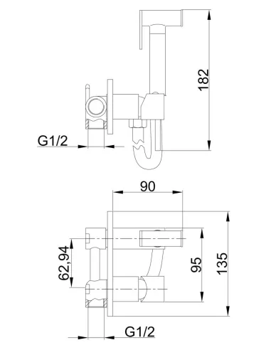 Набор для гигиенического душа со смесителем скрытого монтажа Frap F7505, хром