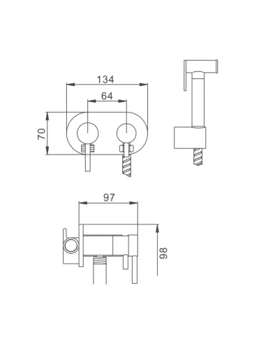 Набір для гігієнічного душу із змішувачем прихованого монтажу Frap F7508, хром