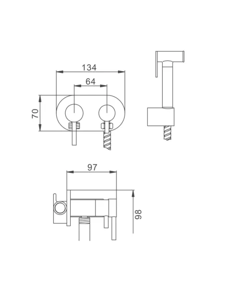 Набір для гігієнічного душу із змішувачем прихованого монтажу Frap F7508, хром