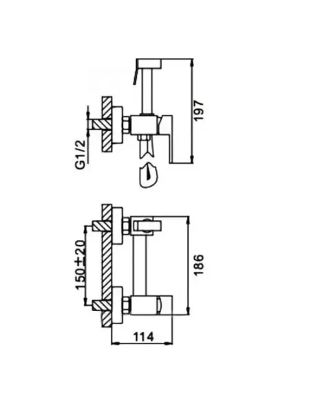 Набір для гігієнічного душу із змішувачем Frap F7504, хром