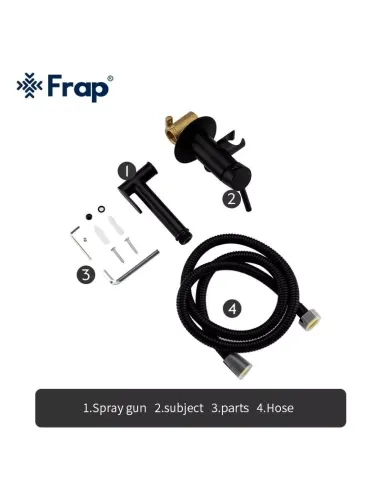 Набір для гігієнічного душу із змішувачем прихованого монтажу Frap F7505-6, чорний