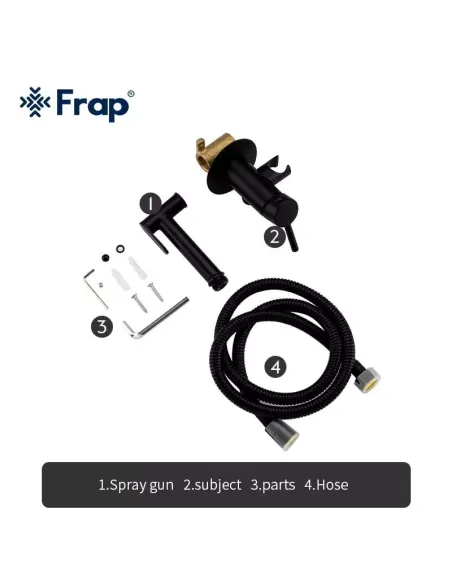 Набір для гігієнічного душу із змішувачем прихованого монтажу Frap F7505-6, чорний