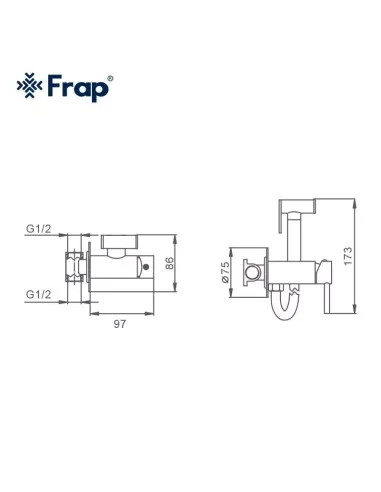 Набір для гігієнічного душу із змішувачем прихованого монтажу Frap F7505-6, чорний