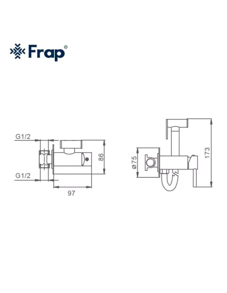 Набір для гігієнічного душу із змішувачем прихованого монтажу Frap F7505-6, чорний