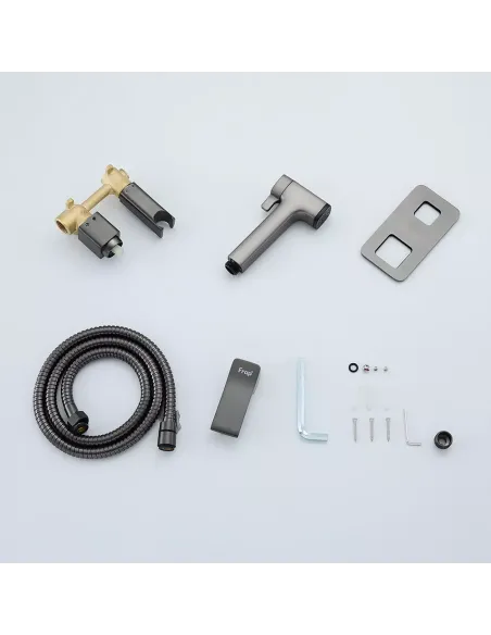Набір для гігієнічного душу із змішувачем прихованого монтажу Frap F2084-9, сірий Набір для гігієнічного душу із змішувачем прихованого монтажу Frap F2084-9, сірий