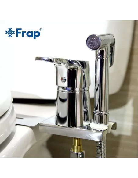 Набор для гигиенического душа со смесителем Frap F1250-2, с креплением на унитаз, хром
