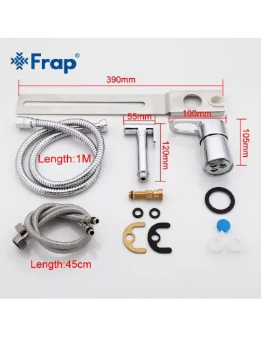 Набор для гигиенического душа со смесителем Frap F1250-2, с креплением на унитаз, хром