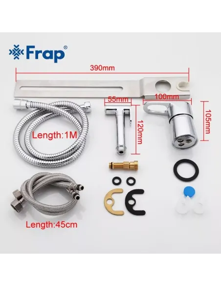 Набор для гигиенического душа со смесителем Frap F1250-2, с креплением на унитаз, хром