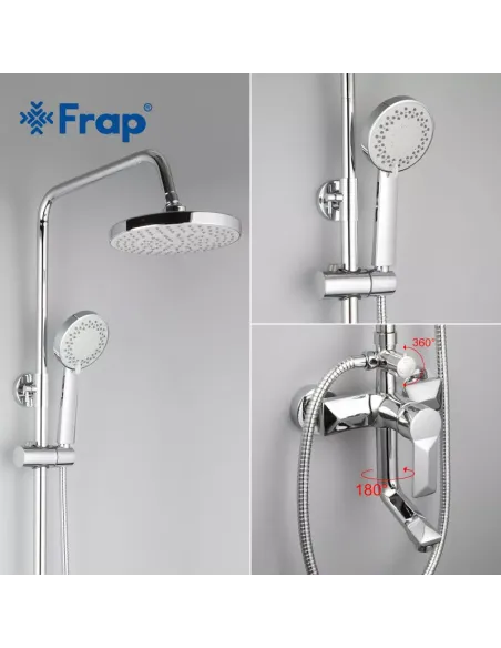 Душева система Frap F2418 з виливом, хром