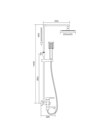 Душева система Frap F2420 з виливом, хром