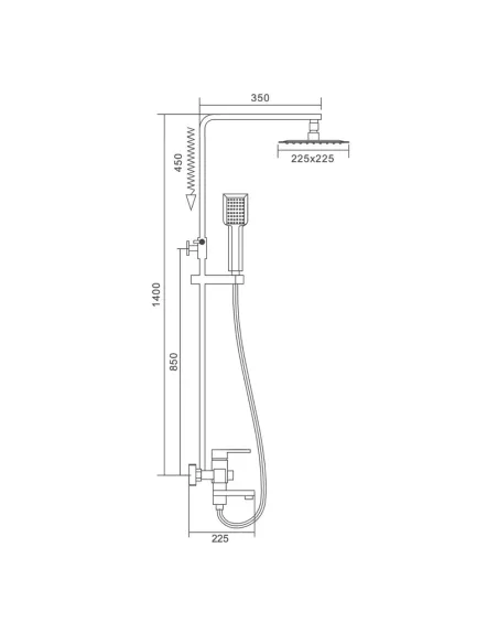 Душева система Frap F2420 з виливом, хром