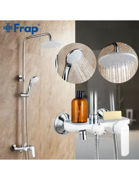 Душева система Frap F2431 з виливом, білий