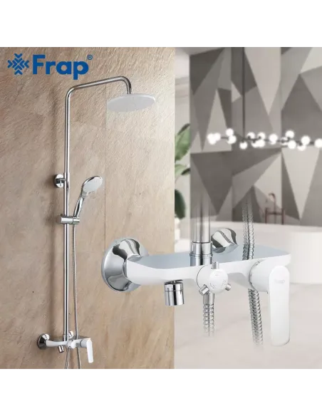 Душева система Frap F2431 з виливом, білий