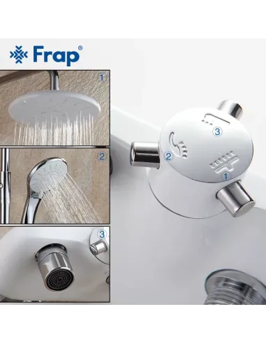 Душева система Frap F2431 з виливом, білий