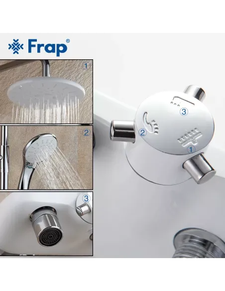 Душева система Frap F2431 з виливом, білий