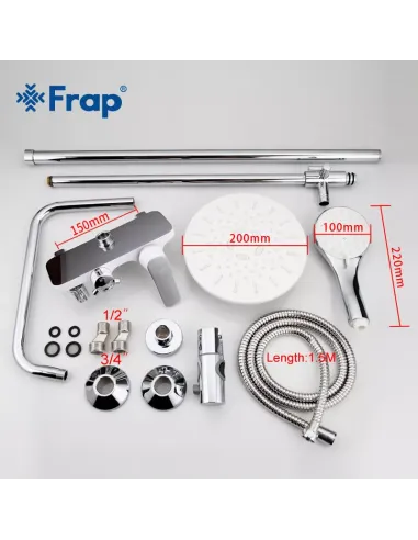 Душева система Frap F2431 з виливом, білий