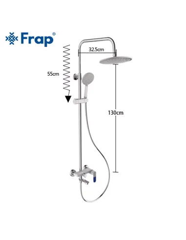 Душева система Frap F2434 з виливом, білий
