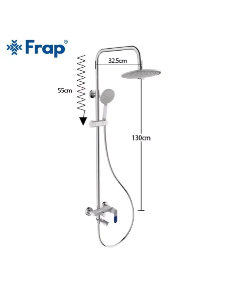 Душева система Frap F2434 з виливом, білий