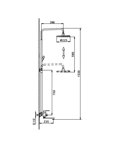 Душевая система Frap F2442 с изливом, черный