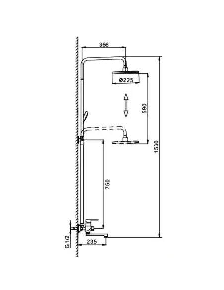 Душевая система Frap F2442 с изливом, черный