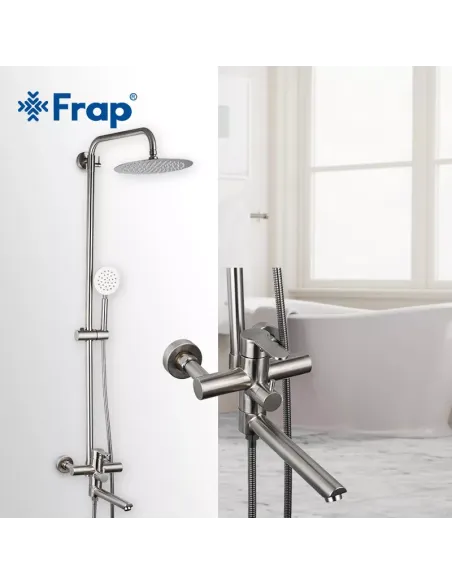 Душевая система Frap F24801 с изливом, нержавеющая сталь