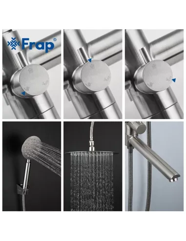 Душева система Frap F24801 з виливом, нержавіюча сталь