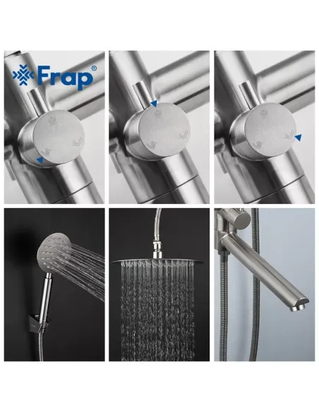 Душевая система Frap F24801 с изливом, нержавеющая сталь