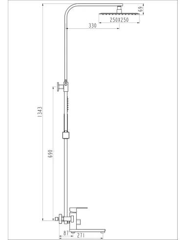 Душевая система Frap F24802 с изливом, нержавеющая сталь