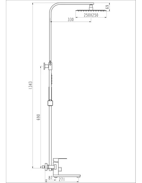 Душевая система Frap F24802 с изливом, нержавеющая сталь