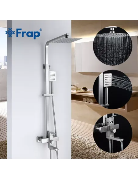Душевая система Frap F2421 с изливом, нержавеющая сталь