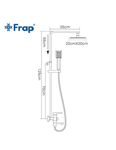 Душевая система Frap F2421 с изливом, нержавеющая сталь