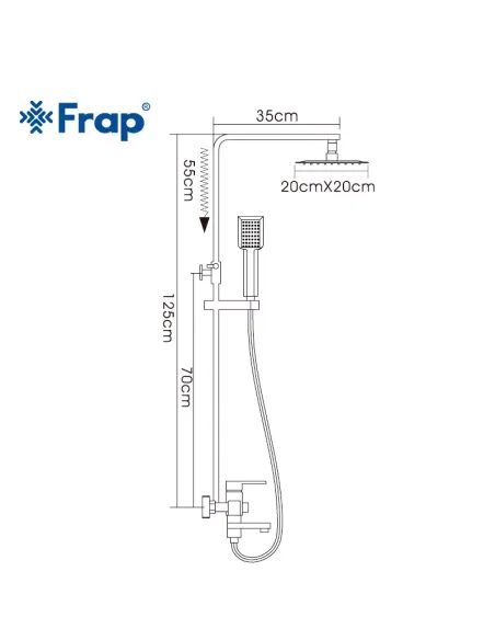 Душевая система Frap F2421 с изливом, нержавеющая сталь
