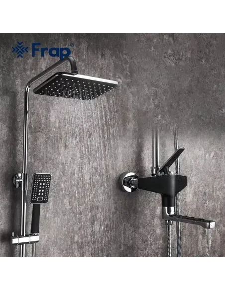 Душева система Frap F2457 з виливом, чорний