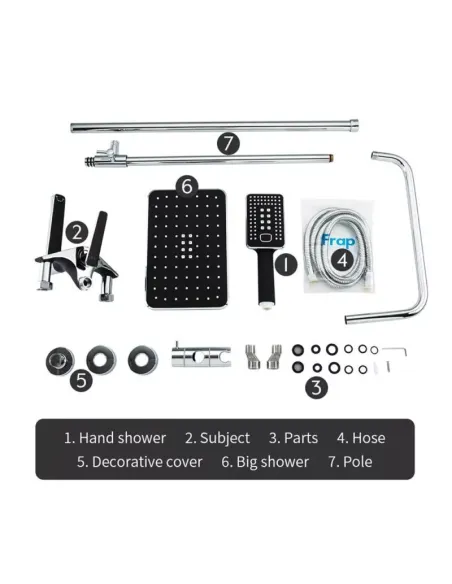 Душевая система Frap F2457 с изливом, черный