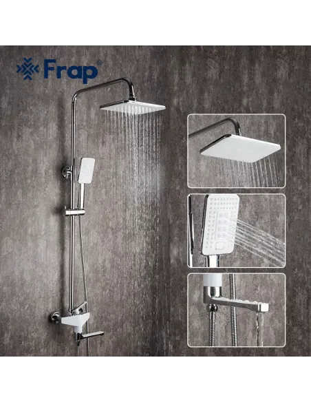 Душева система Frap F2458 з виливом, білий