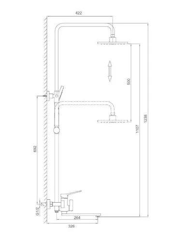 Душевая система Frap F2449-6 с изливом, черный