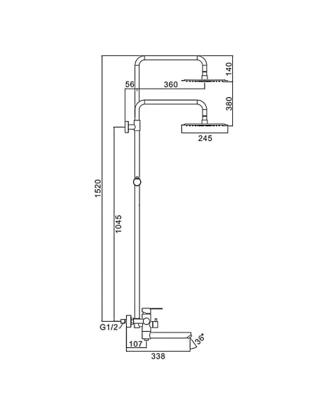 Душева система Frap F24801-6 з виливом, чорний
