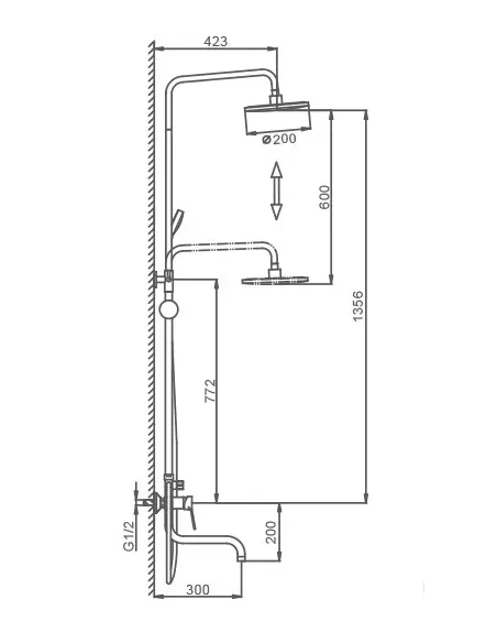 Душева система Frap F2429 з виливом, чорний