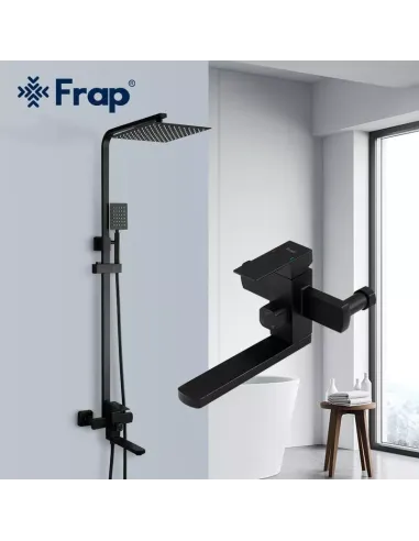 Душева система Frap F24802-6 з виливом, чорний