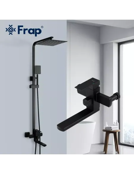Душева система Frap F24802-6 з виливом, чорний Душева система Frap F24802-6 з виливом, чорний